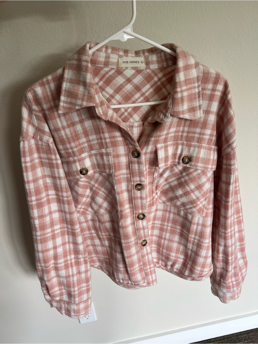 Pink & White Plaid Button-Up Jacket